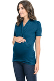 Short Sleeve Wrap Maternity/Nursing Top - Teal