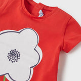 Short Sleeve Floral Print T-Shirt - Carmine Red