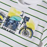 Short Sleeve T-Shirt - Yellow Stripe, Motorcycle