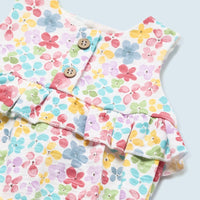 Printed Romper with Matching Headband - Bright Florals