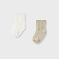 2 Pack Infant Dress Socks - Off-White & Beige