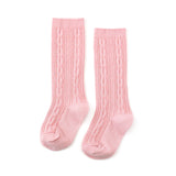 Cable Knit Knee High Socks - Quartz Pink