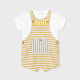 2 Piece Dungaree Set - Mustard Stripe