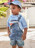 Soft Denim Short Overalls - Medium Wash