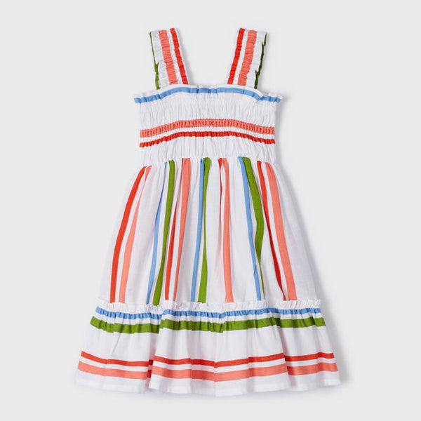 Striped Smocked Dress - Multi-Color