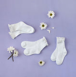 Fancy Lace Top Midi Socks 3-Pack - White
