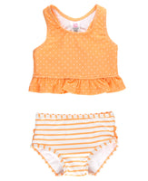 Polka Dot Peplum Tankini - Melon