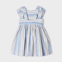 Printed Linen Dress - Blue & White Stripe