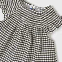 Cap Sleeve Top & Leggings Set - Black & White Check