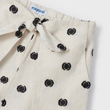 Cropped Pants with Polka Dot Pattern - Cream & Black