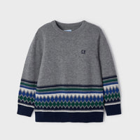 Jacquard Sweater - Stone/Green/Blue