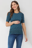 Short Sleeve Maternity Top - Teal, Floral