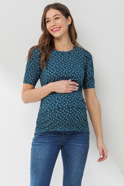 Short Sleeve Maternity Top - Teal, Floral – Hatch Boutique