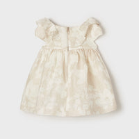 Fancy Floral Linen Dress - Beige & Cream