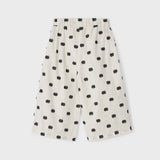 Cropped Pants with Polka Dot Pattern - Cream & Black