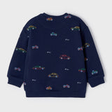 Printed Pullover Sweatshirt - Navy with Cars