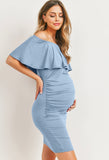 Maternity Off Shoulder Dress - Chambray
