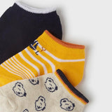 3 Pair Baby Ankle Socks - Navy, Tangerine, Khaki