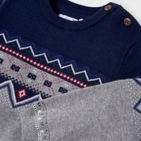 Jacquard Sweater - Gray/Navy