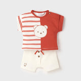 2 Piece Shirt & Short Set - Papaya Striped Bear