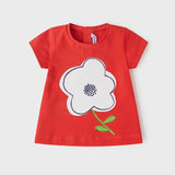 Short Sleeve Floral Print T-Shirt - Carmine Red