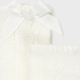 Infant Knee High Socks with Bow - Off-White