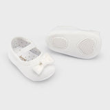 Infant Mary Janes with Matching Headband - Winter White