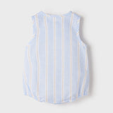 Linen Striped Romper - Sky