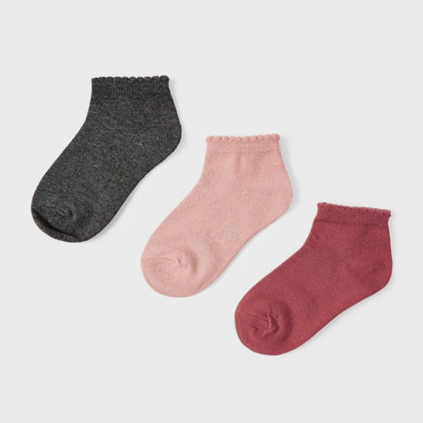 3 Pair Ankle Socks - Charcoal, Rose, Blush