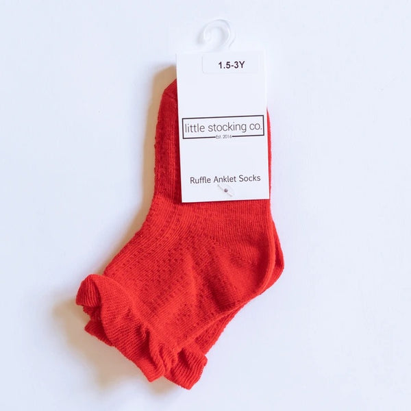 Ruffle Anklet Socks - Red