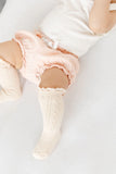 Fancy Lace Top Knee High Socks - Vanilla