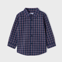 Long Sleeve Checkered Shirt - Night Blue