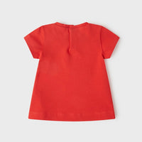 Short Sleeve Floral Print T-Shirt - Carmine Red