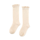 Fancy Lace Top Knee High Socks - Vanilla