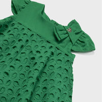 Eyelet Cotton Baby Dress - Emerald