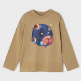 Long Sleeve Graphic Tee - "Discover Your Own World," Biscuit