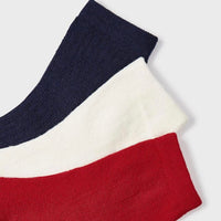 3 Pair Baby Crew Socks - Navy/Red/Winter White