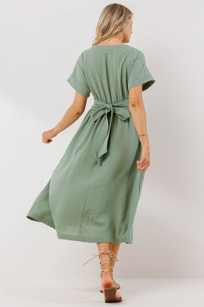 Short Sleeve Maternity/Nursing Wrap Dress - Sage Hatch Boutique Short Sleeve Maternity/Nursing Wrap Dress - Sage Hatch Boutique