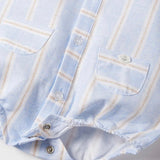 Linen Striped Romper - Sky
