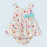 Printed Dress with Matching Diaper Cover - Turquoise, Florals