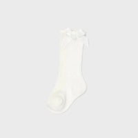 Infant Knee High Socks with Bow - Off-White