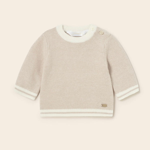 Infant Knit Sweater - Cream & Beige