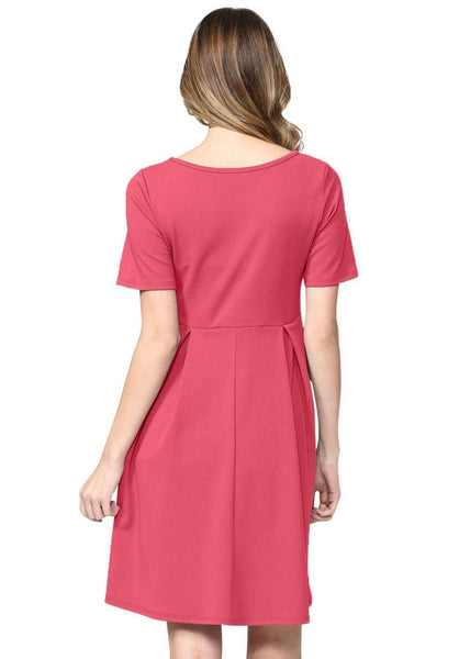 Maternity Swing Dress with Front Pleat - Hot Pink Hatch Boutique Maternity Swing Dress with Front Pleat - Hot Pink Hatch Boutique