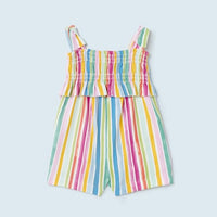 Smocked Romper - Rainbow Stripe