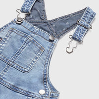 Soft Denim Short Overalls - Medium Wash