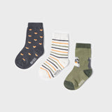 3 Pair Baby Crew Socks - Forest Friends, Moss